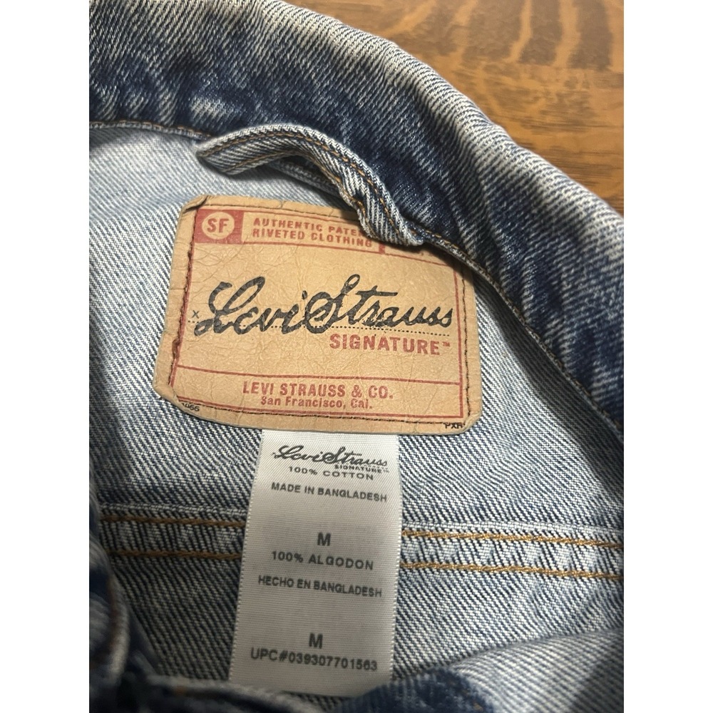 Levi Strauss Signature Denim Jacket Mens M Blue Trucker Y2K 2004 Jean Coat - Picture 7 of 10